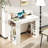 43" Home Office Desk With Power Outlets Monitor Shelf Bookshelf & Cable Hole