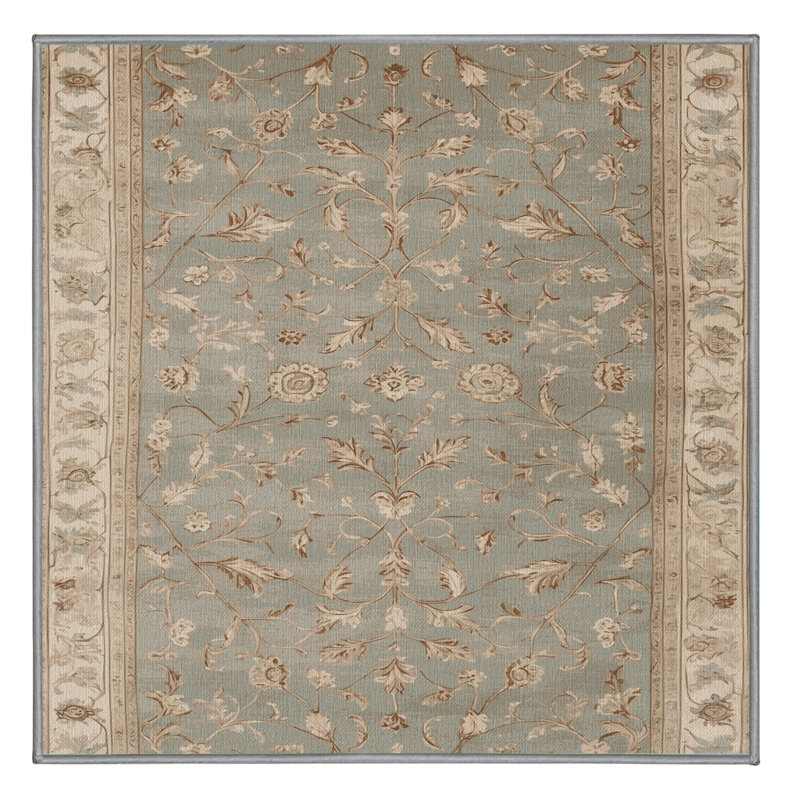Tapis gris Tabriz lavable à la machine, Carré 5 pi