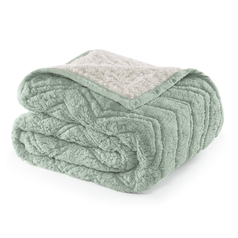 Jeté en sherpa CBCHome Cozy Chevron, Vert