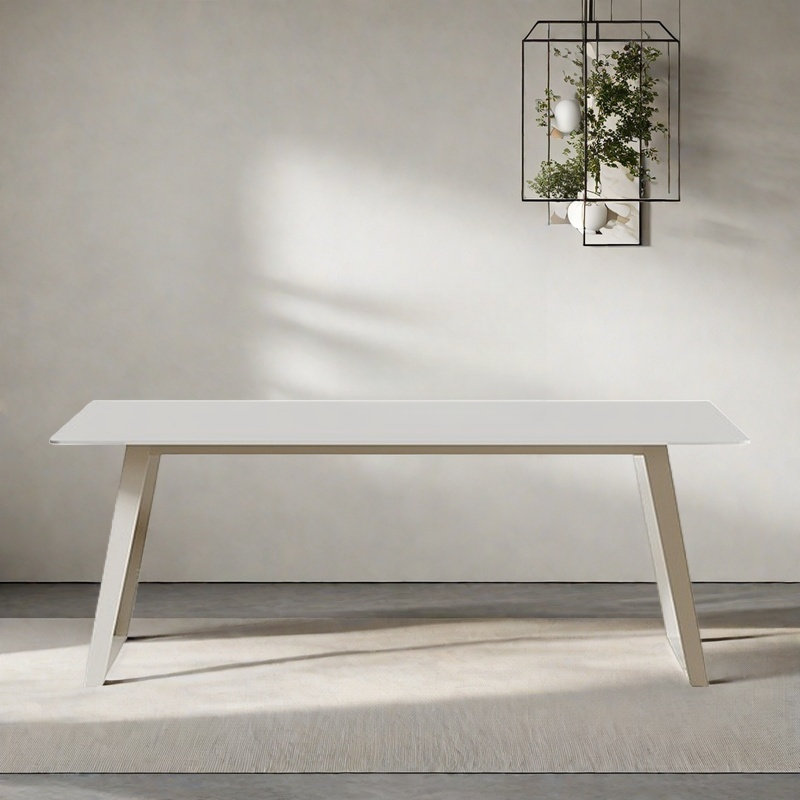 Creamy wind warm dining table, 29.5"H x 62.9"L x 31.4"W