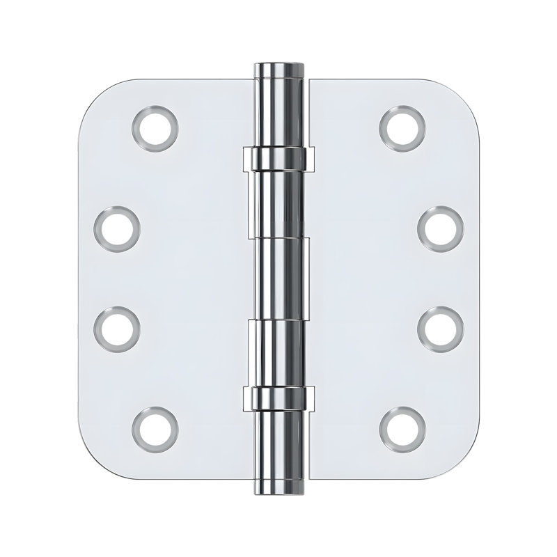 Deltana DSB4R53-UNL 4" x 4" x 5/8" Radius Hinges in Unlacquered Brass Pair, Polished Chrome