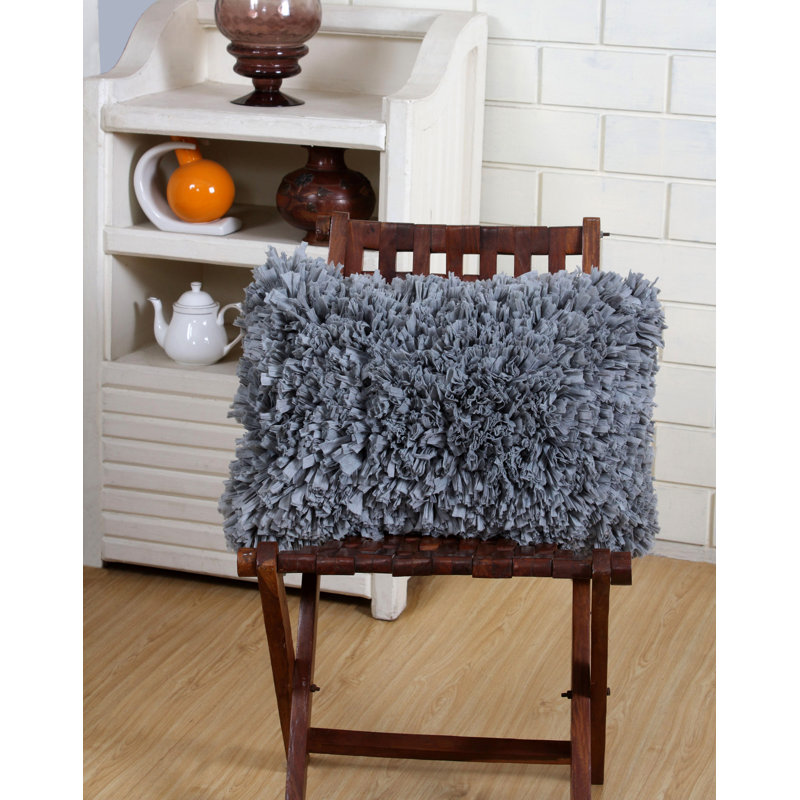 Paper Shag Cotton Reversible Throw Pillow, 14" H x 20" W, Gray