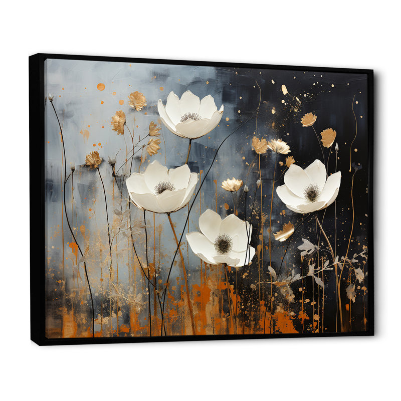 Impression sur toile Gilded Garden Blooming Meadows, Cadre flottant noir, H 34 po x l 44 po x P 1,5 po