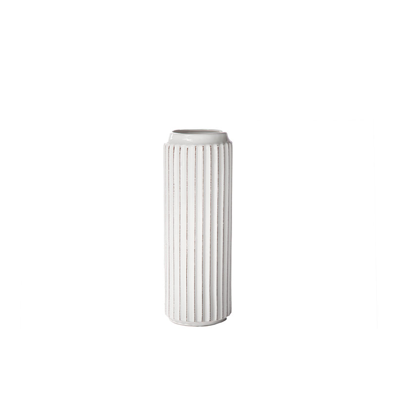 Vase de table en céramique blanche, H 11 po x l 4 po x P 4 po