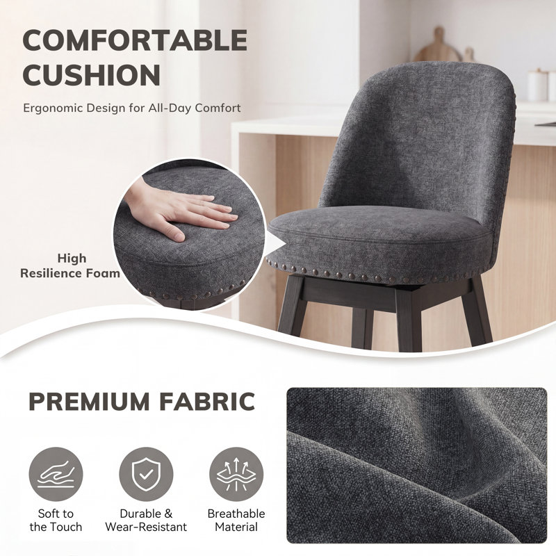 Swivel Counter Stool, Dark Gray