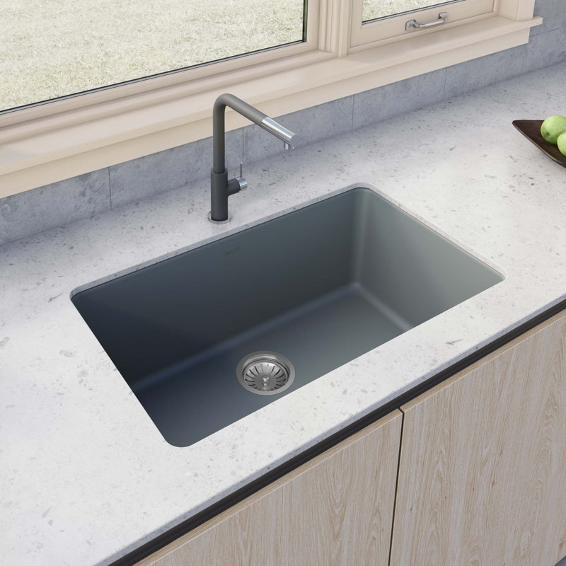 Ruvati 30-inch Fireclay Undermount / Drop-in Topmount Kitchen Sink Single Bowl, Laguna Blue