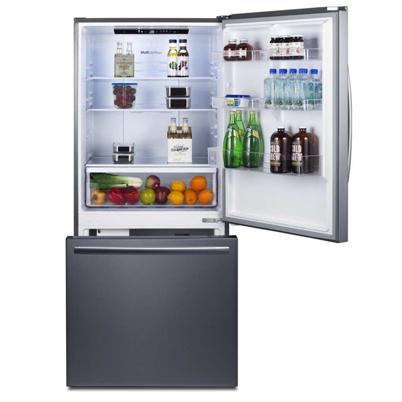 Summit Appliance 31" Wide Bottom Freezer Refrigerator with Icemaker, Right Handed