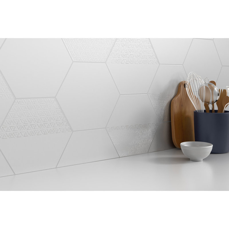 Rhythm Pat White 11 in. x 13 in. Matte Porcelain Floor and Wall Tile (10.75 sq. ft./Case), White 