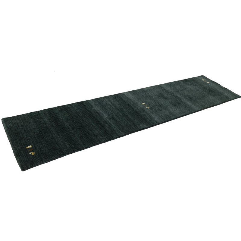 Tapis vert foncé Tribal Gabbeh, Tapis de couloir 3 pi x 12 pi