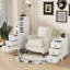 Table de bout avec 3 tiroirs, table de coin avec 2 tablettes ouvertes, table d'appoint haute pour la chambre à coucher et le coin, blanc, date prévue de livraison (2025/5/27)-1122713927