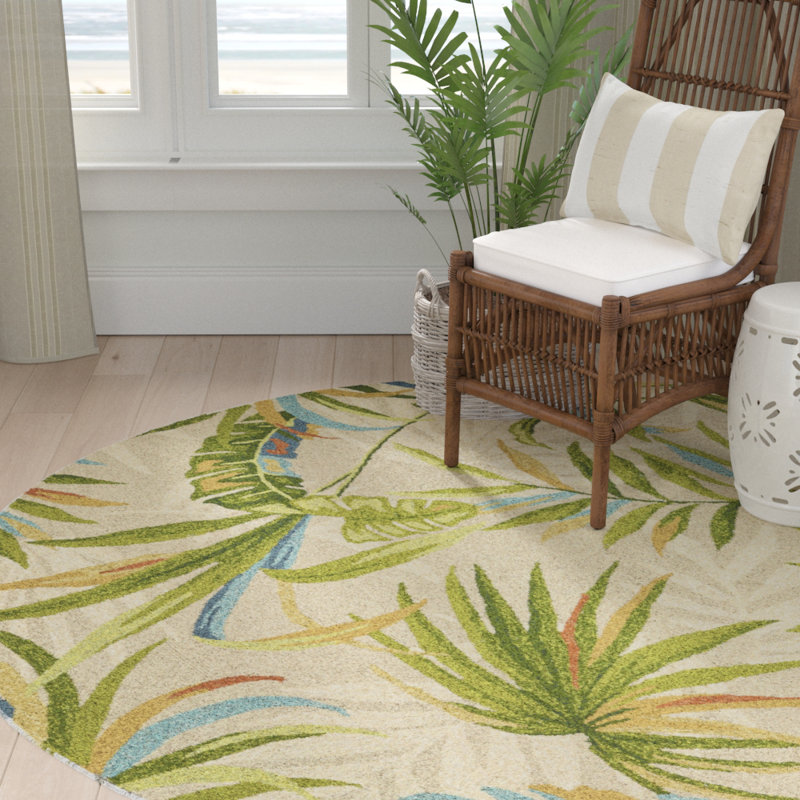Bigley Sand Botanical Leaves Hand Tufted Area Rug, Rectangle 7'6" x 9'6"