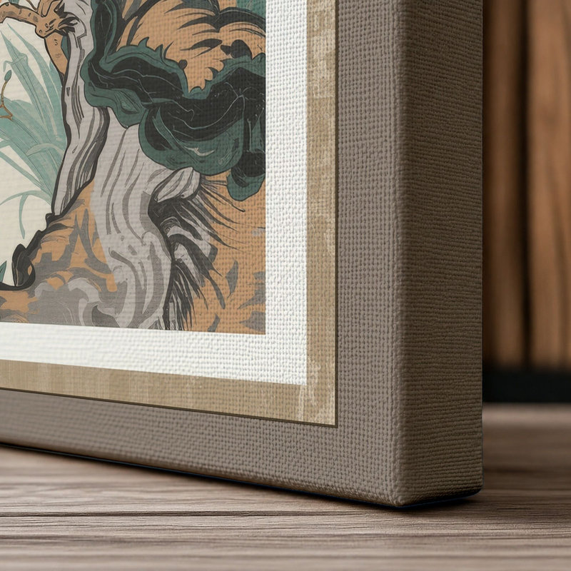 Branches in Bloom Japandi - Wrapped Canvas, 18x12 - 45.7 x 30.5 cm, Taupe Border