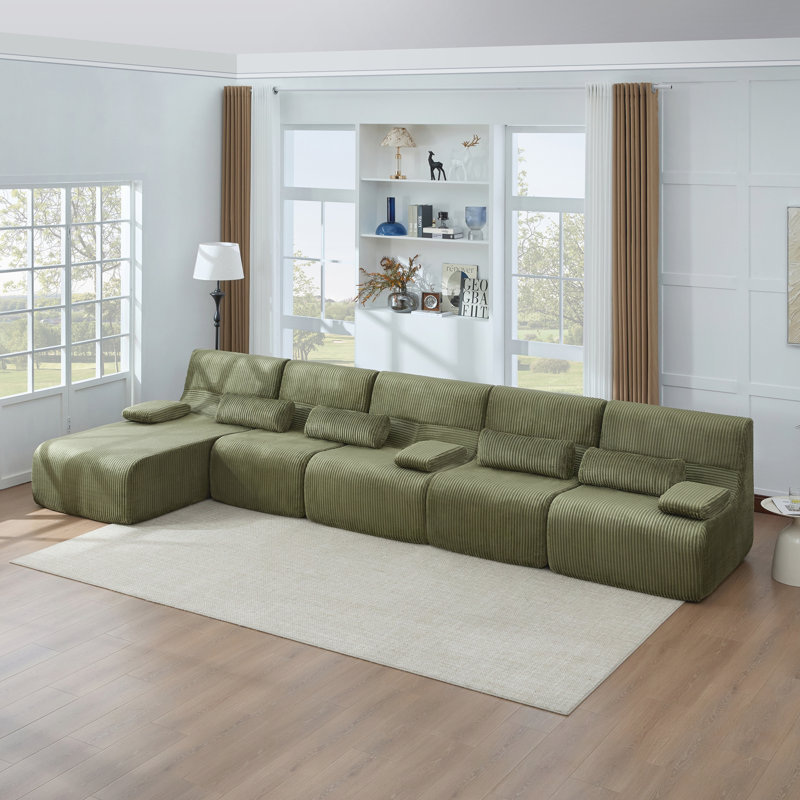 Canapé surdimensionné surdimensionné de 161,8 po en forme de L pour canapé-lit Canapé, Vert