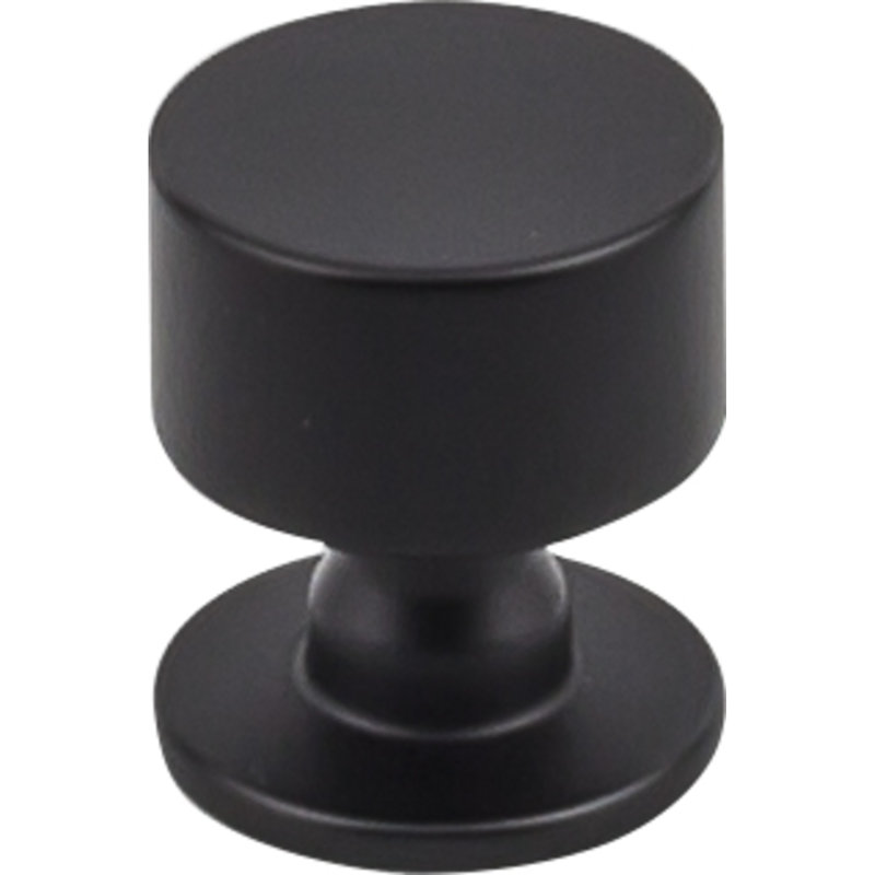 Lily Round Knob, Flat Black, 1 1/8" Knob Diameter