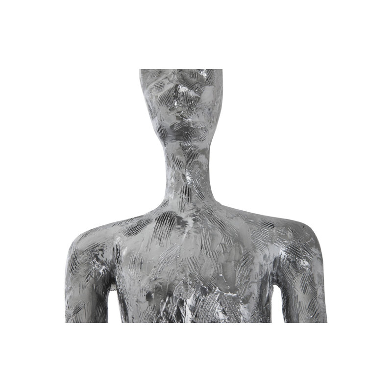 Lloyd Skinny Male Statue, 85" H x 16" W x 13.5" D, Liquid Silver