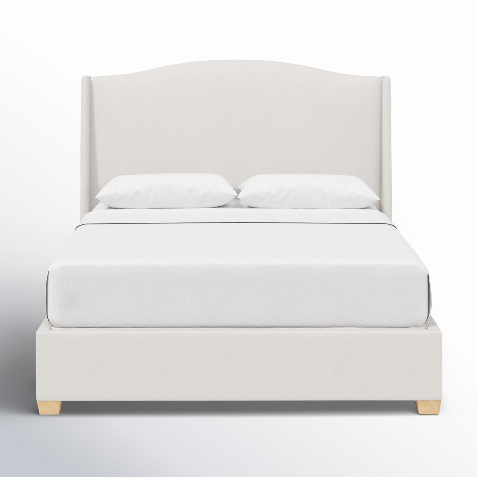 Allis Upholstered Wingback Bed, Twin, Bella Light Gray Performance Velvet