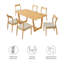 Ensemble de salle à manger en bois 7 pièces avec chaises rembourrées en tissu Solara-105886172