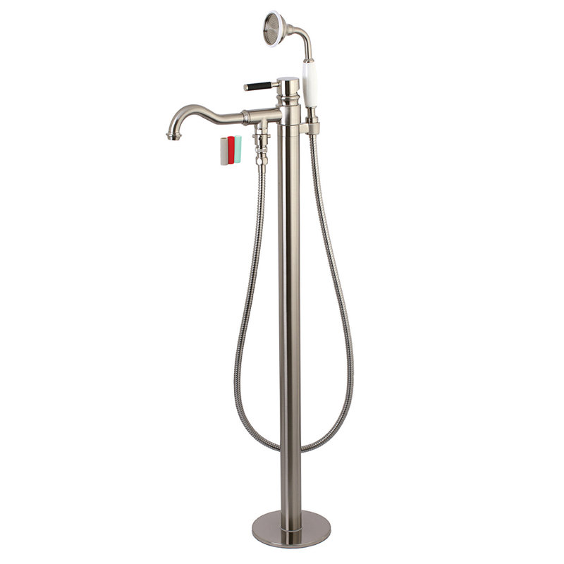 Kingston Brass Kaiser Single-Handle 1-Hole Freestanding Tub Faucet with Hand Shower, Brushed Nickel