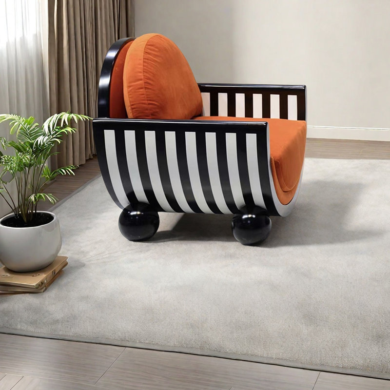 Fauteuil décontracté léger et luxueux, Velours orange