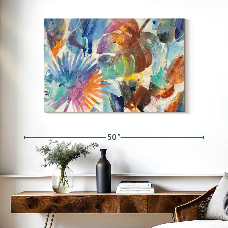 Harnek palmier abstrait, H 26 po x l 39 po
