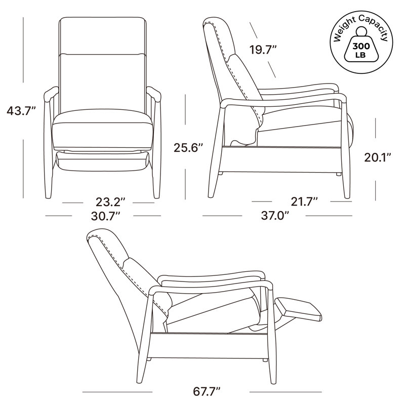 Fauteuil inclinable manuel inclinable Daventry Beckett (ensemble de 2), Polyester gris