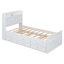 Lit en bois avec tête de lit et prises de rangement, lit gigogne extensible avec trois tiroirs pour plus d'espace-1053610081