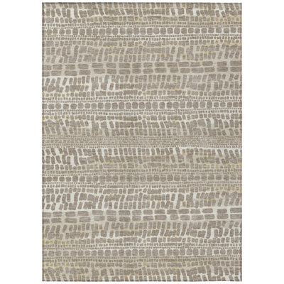 Machine Washable Indoor/Outdoor Chantille ACN2540 Abstract Rug