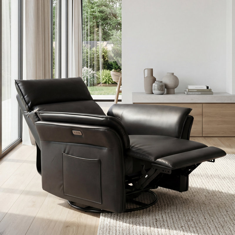  Fauteuil inclinable électrique en similicuir, Noir
