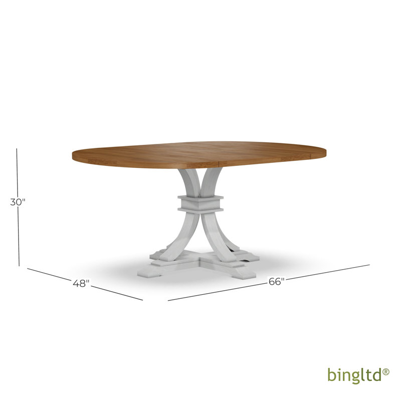 Ladislav Extendable Round Dining Table, Wheat/Chalk