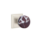Emtek Select Passage Knobset w/ Quincy Rosette & Conical Stem, Rosso Levanto Marble Knob (CF)