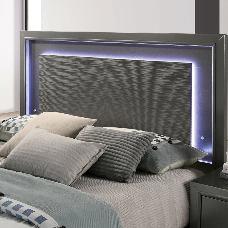 Ensemble de chambre à coucher Anjelyna, Grand lit, Trois pièces : lit, 2 tables de chevet