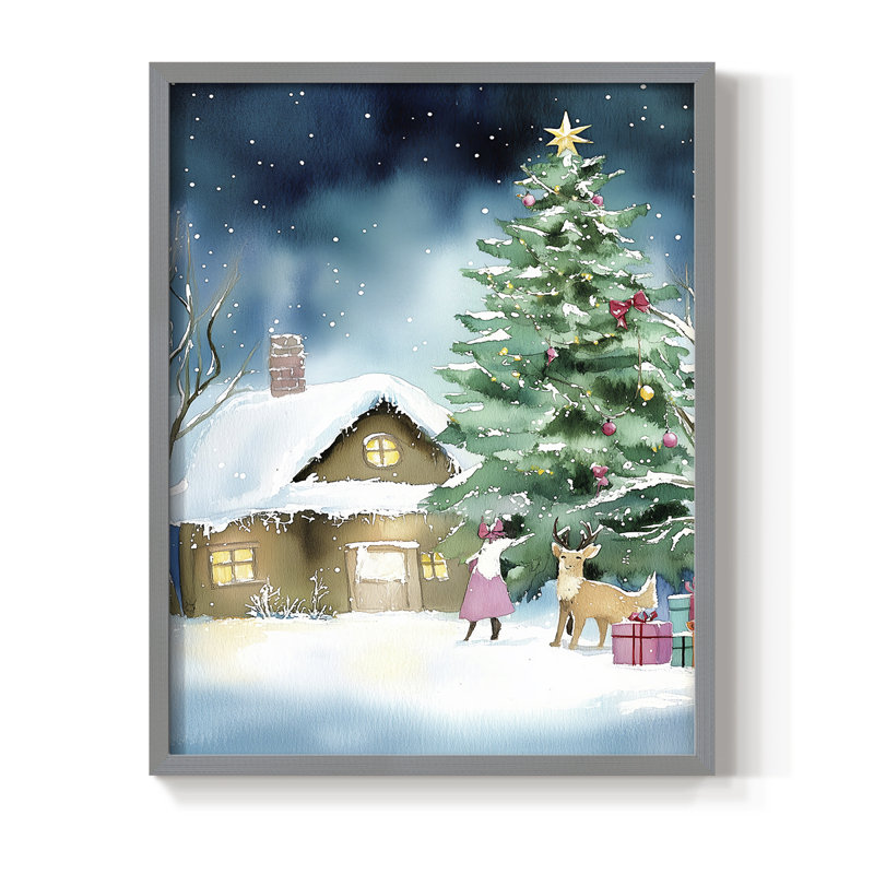 «Christmas Holiday Art DCCLXV III», reproduction d'art encadrée - bois massif, H 15 po x l 12 po, Gris