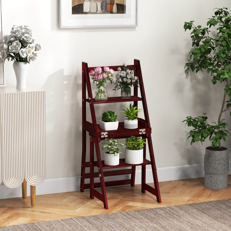 Lark Manor 3-step Folding Step Ladder Chair With Bamboo Frame Convertible Ladder Stool Natural, Brown
