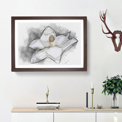 Blooming White Magnolia in Abstract - Picture Frame Drawing Print