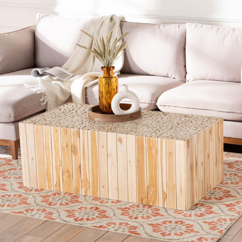 Driti Bohemian Coffee Table With Unique Repurposed Wood Logs