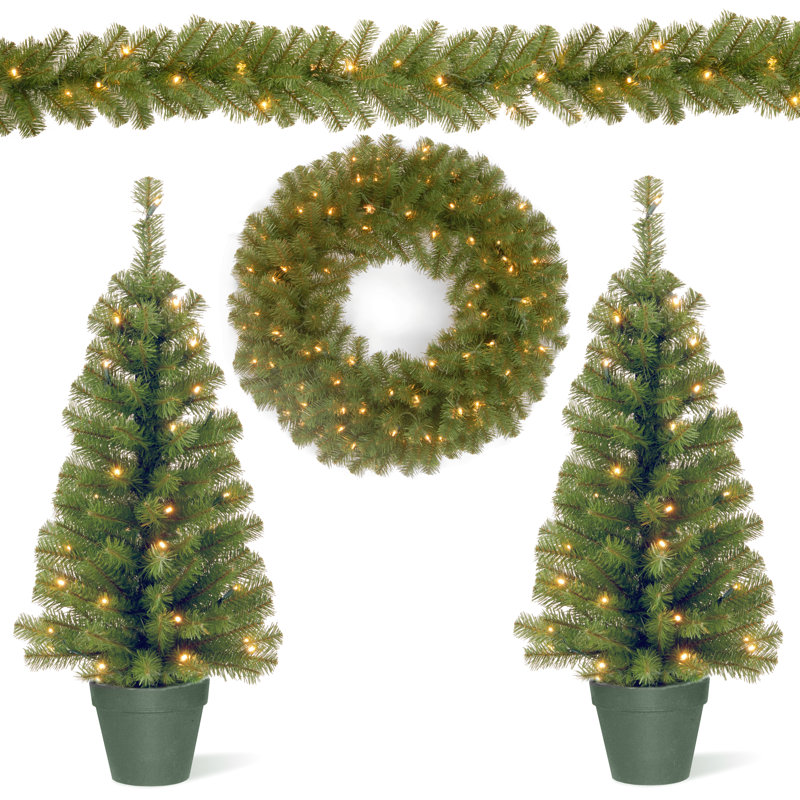 Potted 3' Pre-Lit Spruce Tree