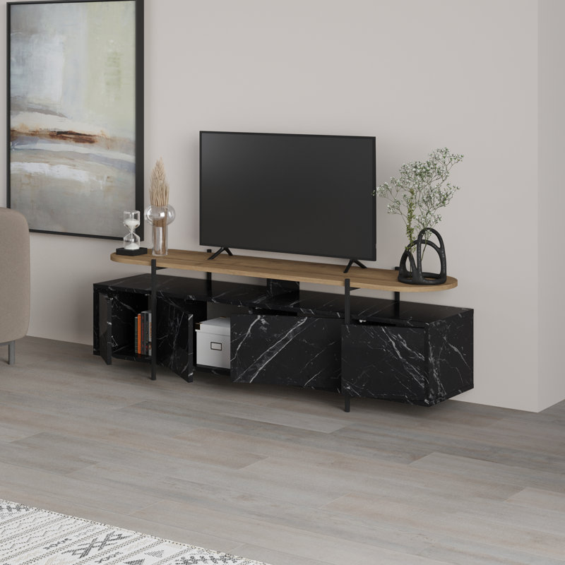 Abaigeal TV Stand for TVs up to 55", Brown/Black