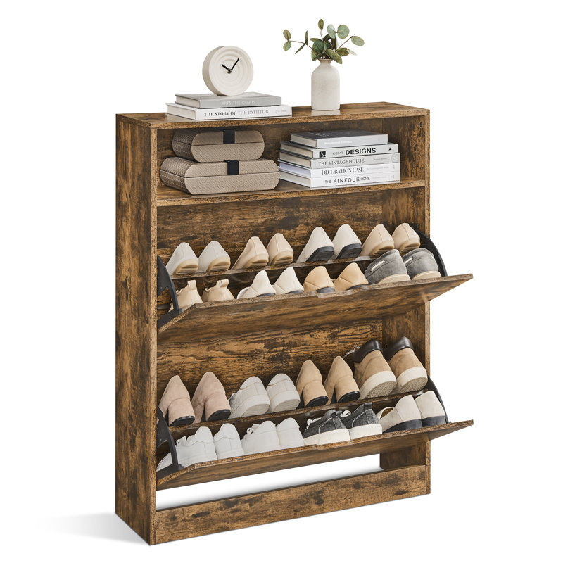 16 Pair Flip Down Shoe Storage, Antique Bronze