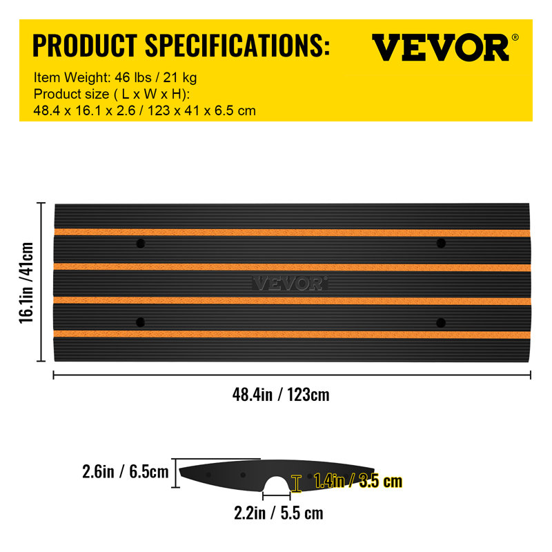 VEVOR Plastic 48.5'' L Threshold Ramp