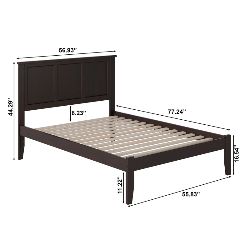Clyda Solid Wood Panel Bed, Full, Espresso