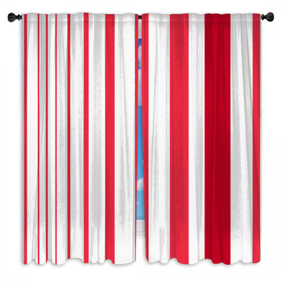 Red White Stripes Window Curtains Stripes Sheer & Room Darkening - 2 Panels