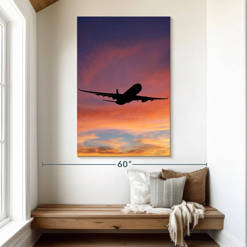 Mehar Airplane Sunset Silhouette, 51" H x 34" W