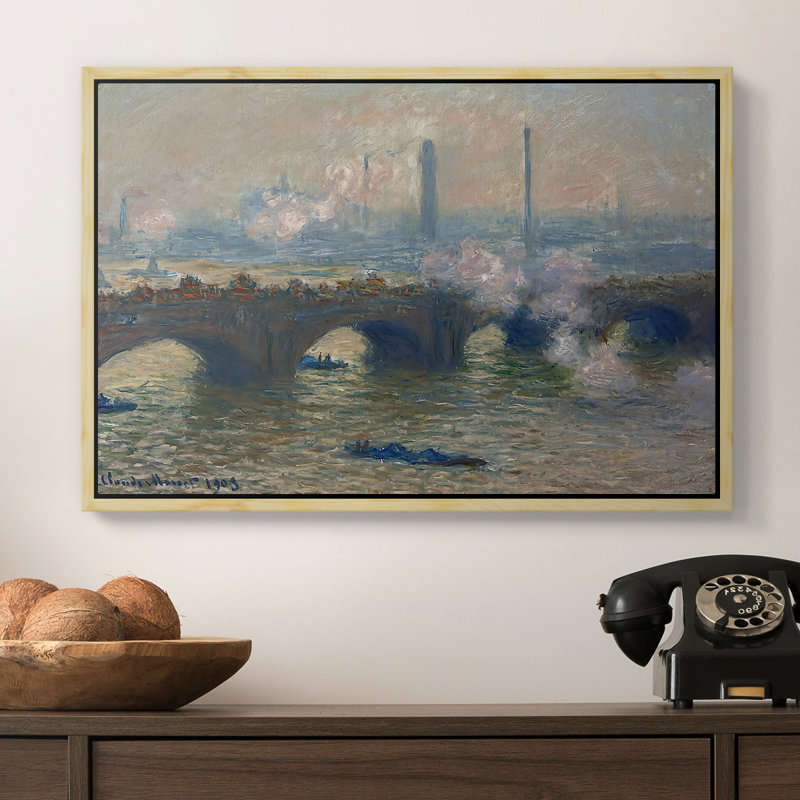 Waterloo Waterloo, Gray Day, 1903 - Claude Monet, toile tendue avec châssis, 16 x 24, Naturel