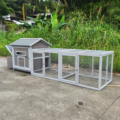 Cage à poulailler en bois pour poulailler 118 118 118 With avec portes en libre parcours, nichoir, plateau à tirer étanche