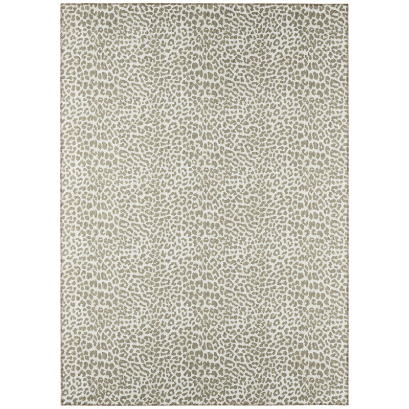 Tapis gris / blanc à imprimé animal, Rectangle 8 pi x 10 pi