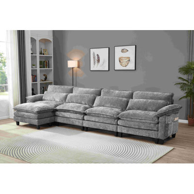 Canapé modulaire en L avec repose-pieds Luqi