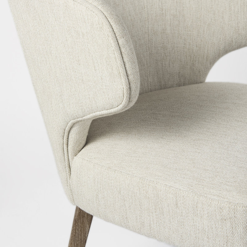 Niles Upholstered Dining Chair, Cream, Medium Brown
