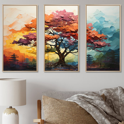 Multicolor Fauvist Resonance Redwood Tree I - Tree Redwood Canvas Art Set