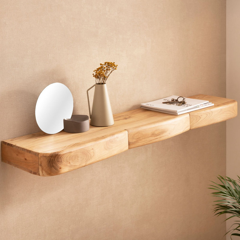 Acacia Solid Wood Floating Shelf, 8cm H x 120cm W x 20cm D.