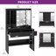 Breasha Black Dressing Table with Mirror